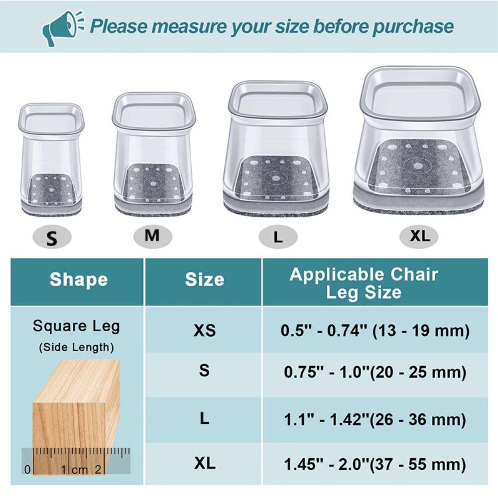 Floor Protectors Chair Feet Cover Square Silicone Leg Caps Chair Leg Cover  Feet Cap Bottom