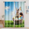 2pc, Curtain Rabbit Eggs Backdrop Spring Green Grass Rabbit Colorful Eggs Happy Easter Celebrations Background Happy Easter