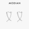 Pure 925 Sterling Silver Simple Cross Line Ear Buckles Fashion Sense Of Design Hoop Earrings For Women Fine Jewelry