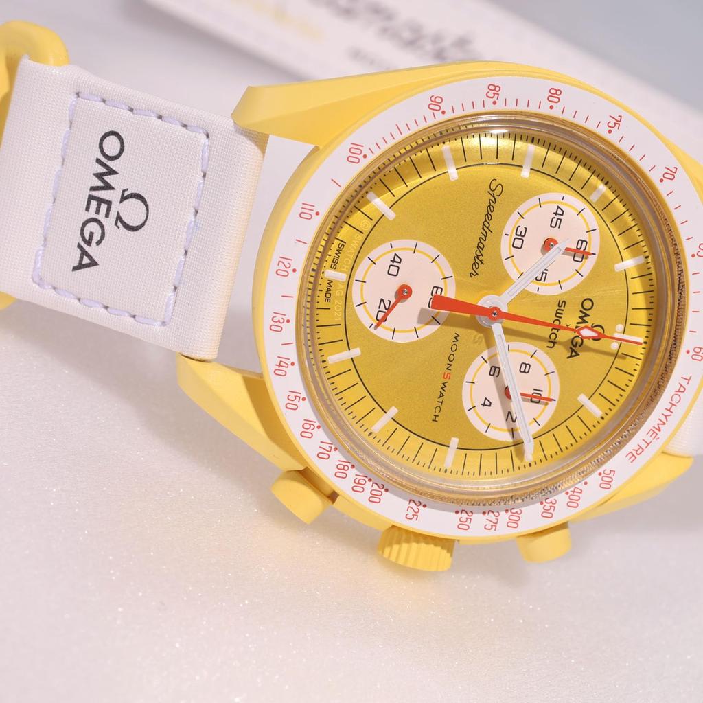 OMEGA SWATCH Sun Watch Omega Swatch Collaboration Genuine Box with Shopper Speedmaster Model Mission Waterproof Silicone × [With Band]