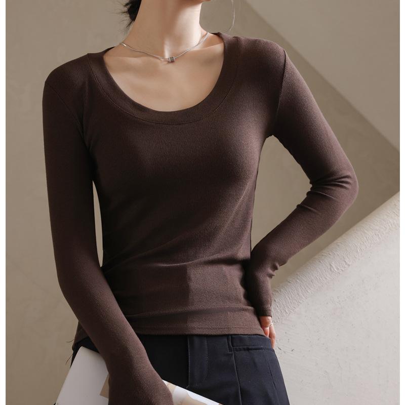 Мягкие вязаные женские топы с длинными рукавами в рубчик, однотонные футболки в стиле Харадзюку, корейские блузки, женские базовые футболки