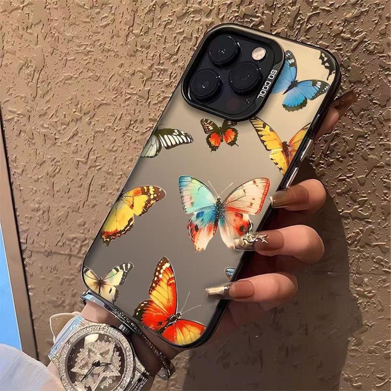 Мечтательный Чехол для Телефона с Тенью Бабочки для iPhone 17 Pro Max, 16, 15, 14, 13 - Европейский Американский Стиль