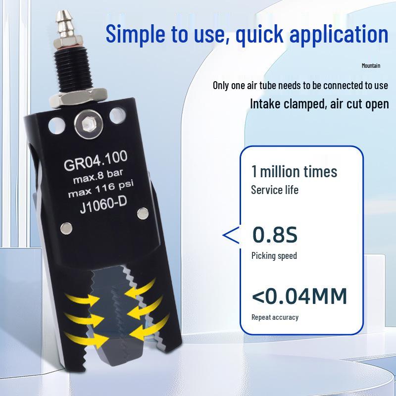 Pneumatic Mini Grippers: A/B/C/E Robot Arm Clamps for Injection Molding (J1060/J1080).
