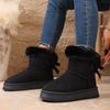 Fashionable Bow Round Toe Elegant Snow Boots Winter Flat Wear-resistant Comfortable Soft Students Plus Velvet Warm Women's Shoes