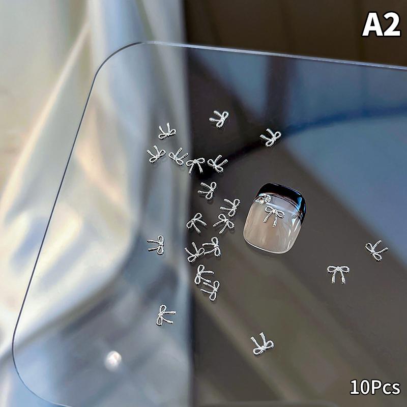 10 шт. роскошных кавайных бантиков для ногтей, 3D японский сплав, галстук-бабочка, украшения для ногтей, стразы, аксессуары для самостоятельного изготовления