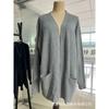 Autumn Winter Loose Casual Cardigan Pocket Sweater Ladies Solid Color Knitting All-match Outwear Female Top