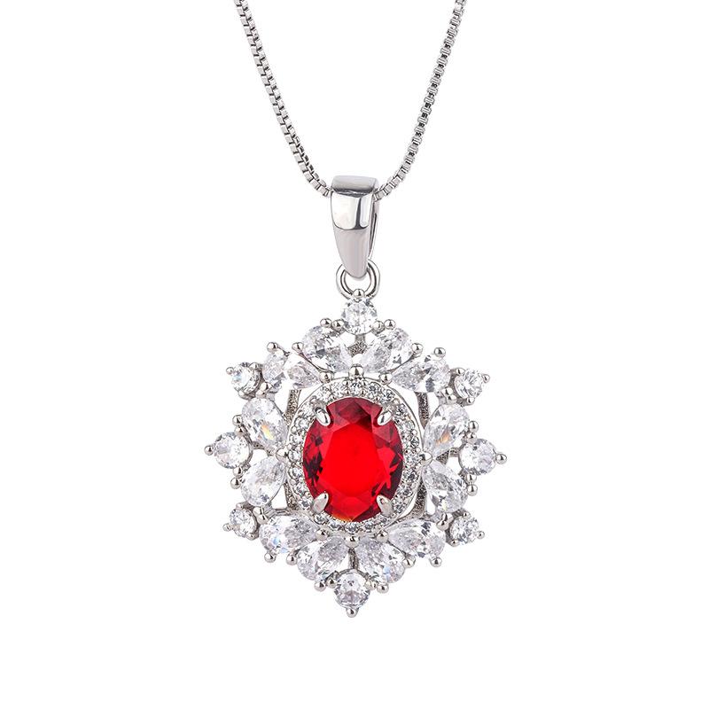 Hot European and American popular simulation jewelry imitation blood pigeon ruby stud ring necklace women