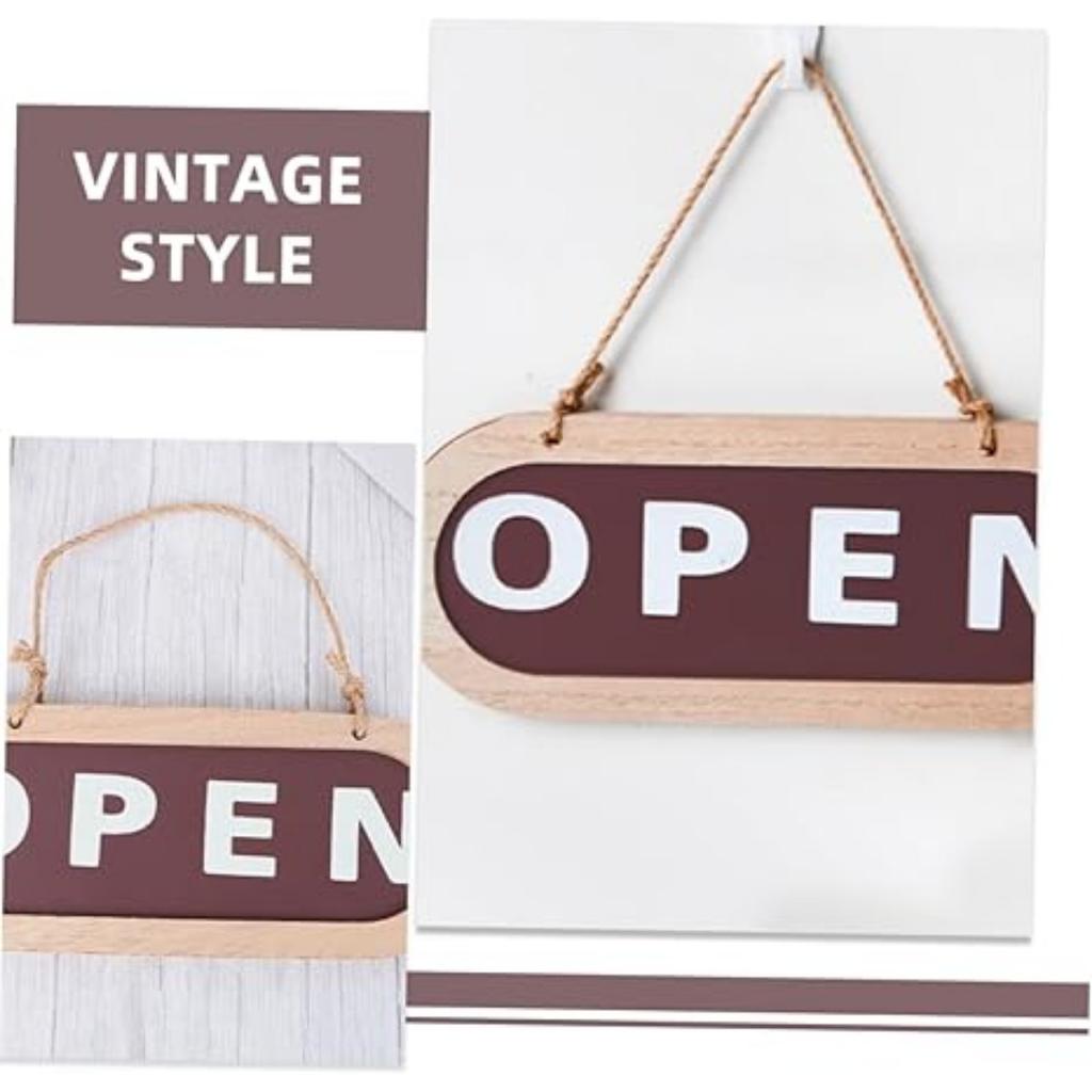 Wood Open Sign for Business Decorative Doorplate Practical Store Status Indicator Double-Sided
