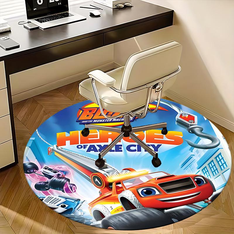 Blaze, Monster Machines Коврик-подкладка под стул Круглый ковер Ковер для офиса, Машинная стирка, Нескользящий, Подходит для гостиных, спален