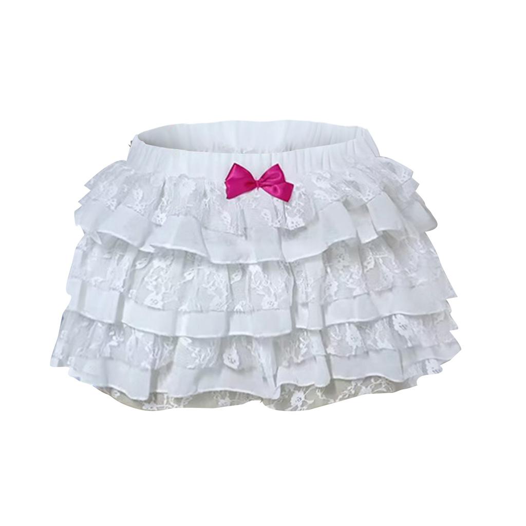 Women's Fashion Solid Color Pleated Sexy Lace Cake Stacked With Ruffle Edges Low Waist Shorts