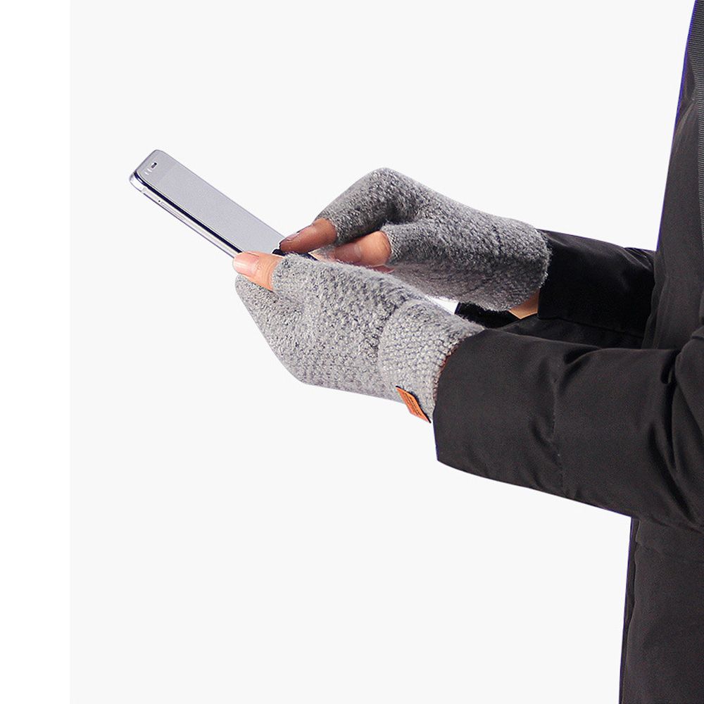 Label Winter Warm Elastic Half Finger Mittens Knitted Alpaca Wool Driving Gloves Fingerless Gloves