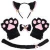 Cat Cosplay Costume Set Kitten Tail Ears Collar Paws Gloves Kit for Halloween Accessory Hairwear Hairband Ears Neko Fantasy Set