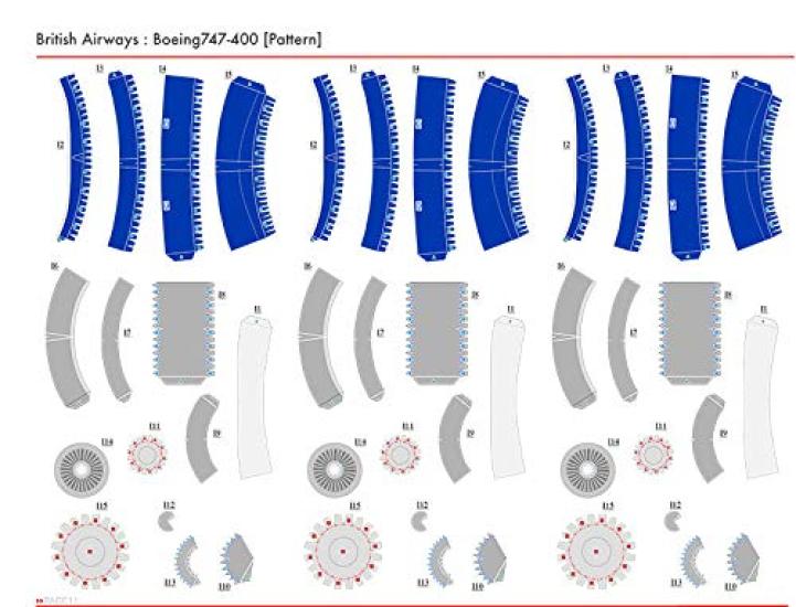 3D Сборная Бумажная Модель Самолета Airways Boeing (Британский 747-400 Масштаб 1/144)