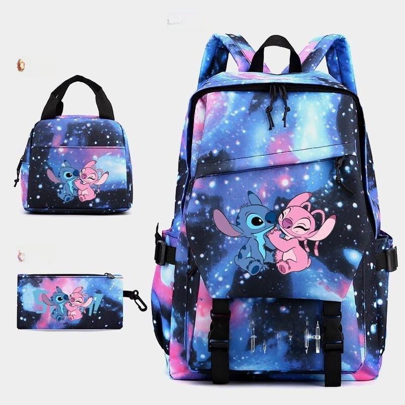 Школьный рюкзак, сумка для ланча и пенал Stitch из ПУ материала для учеников