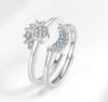 Personalized Simple Design Sense of Sun and Moon, Stacked with Diamonds, Sun and Moon Couple Ring Ring