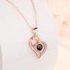 925 Sterling Silver Fashion 100 Languages I Love You Projection Stone Love Necklace Pendant, Valentine's Day Anniversary Gift