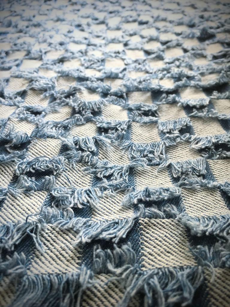 Джинсовая бахрома Дизайн Джинсовая ручная работа Джинсовая тонкая Хлопковая джинсовая ткань Лоскуты 2 блока ткани, Обрезки, Ткань, (Набор Проверка)