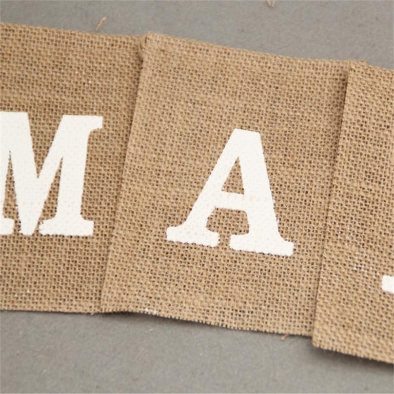 Flax Wedding Po Props Vintage Banner Jute Burlap Bunting Rustic Garland Party Wedding Decoration