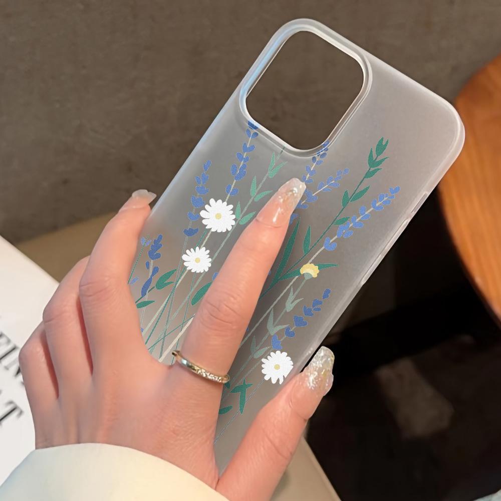 Чехлы для мобильных телефонов iPhone 11 13 15 Pro Max 12 14 Pro Max Чехол для iPhone 16 15 Plus 13 Pro 12 Матовая текстура с рисунком в виде мультяшных цветов