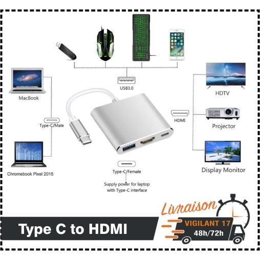 USB 3.0 Type C Адаптер USB-C на HDMI для Apple Новый Macbook Совместим с HDMI