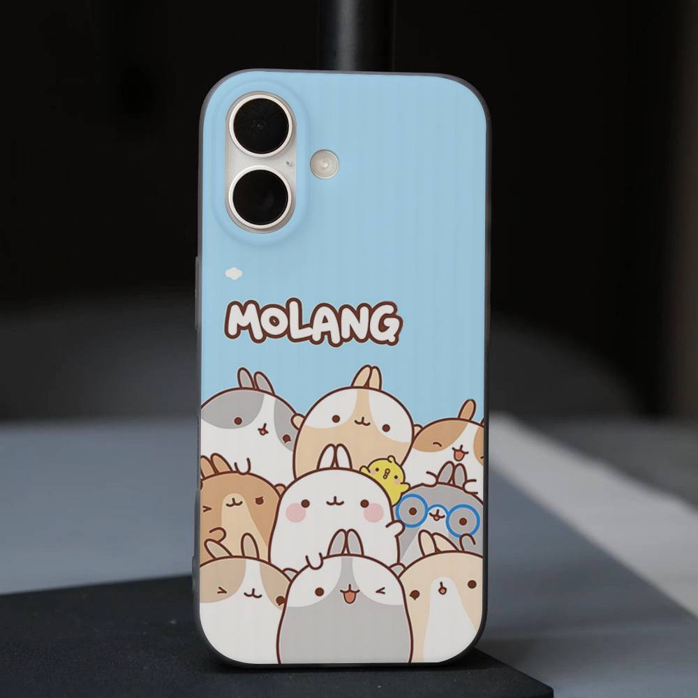 Cartoon Cute M-Molang For IPhone 17 16 15 11 12 13 14 Pro Max Plus Pro Corrugated Translucent Back Phone Cover