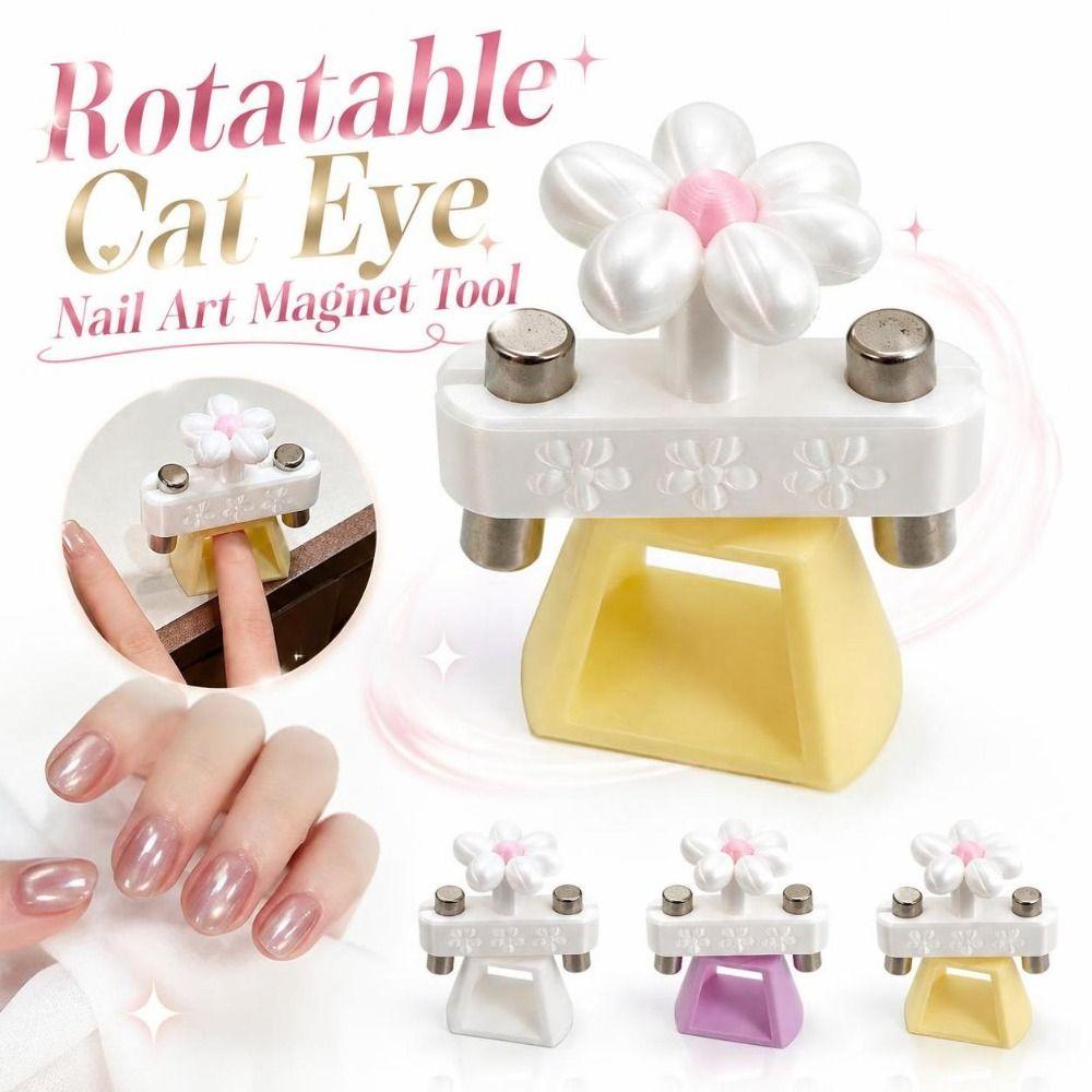 Rotatable Nail Art Magnet Tool Flower Shaped Rotatable Nail Magnet Cat Eye Nail Magnet DIY