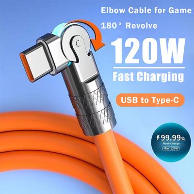 120 Вт 7 А кабель USB Type C для быстрой зарядки, поворотный на 180 градусов, кабель для игр, зарядное устройство для телефона, кабель USB C