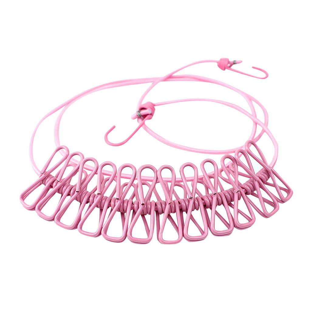 Portable Clothesline With 12 Clothespins, Windproof Travel Clothesline Stretchy Retractable Elastic Laundry Clothes Line
