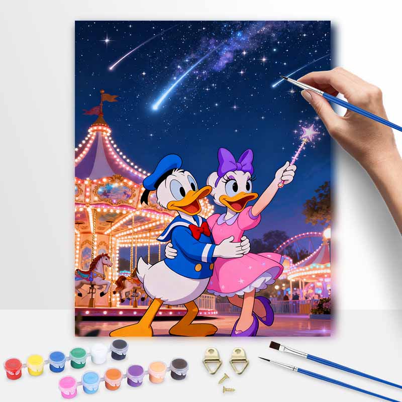 Disney Масляная живопись Цифровая живопись Художественный набор Дональд Дейзи Карусель Ночное небо Закраска Декор для дома