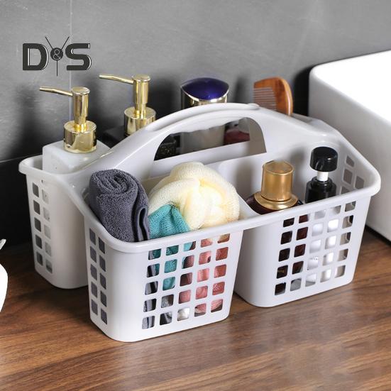 Корзина для хранения в ванной комнате, разделенная сеткой, большая емкость, полипропиленовый пластик, портативный полый домашний органайзер