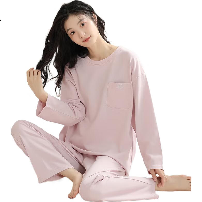 LangSha Women's Loungewear Set, Casual Round Neck Pullover Long Sleeve Loose Cotton-Like Japanese Style Plus Size Pajamas for Outdoor Wear