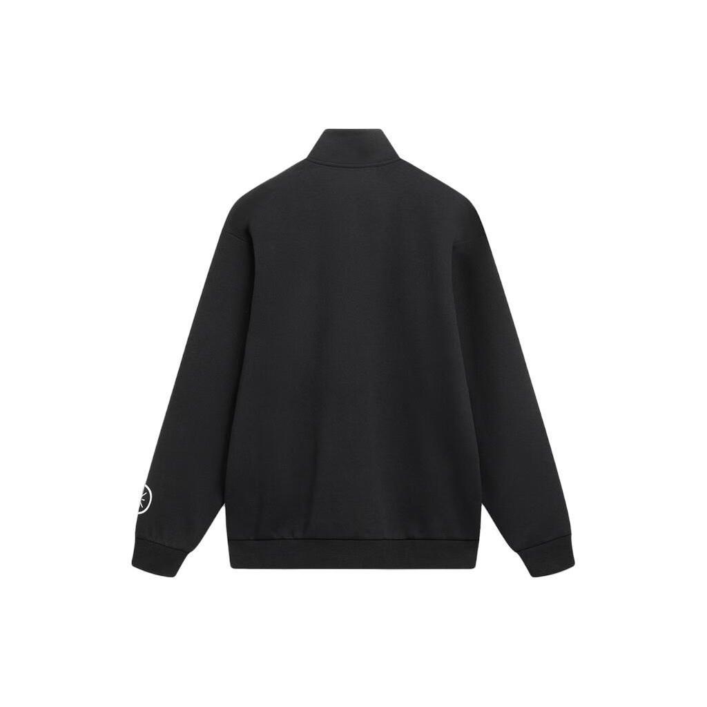 Li Ning Wade Series Solid Color Logo Reflective Zip-Up Stand Collar Sweatshirt Men Sweatshirt Black AWDT151-1