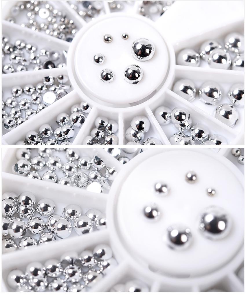 kads Украшение для ногтей с серебряным жемчугом, круглые украшения с плоским дном, полукруг, стразы для дизайна ногтей, стразы для ногтей
