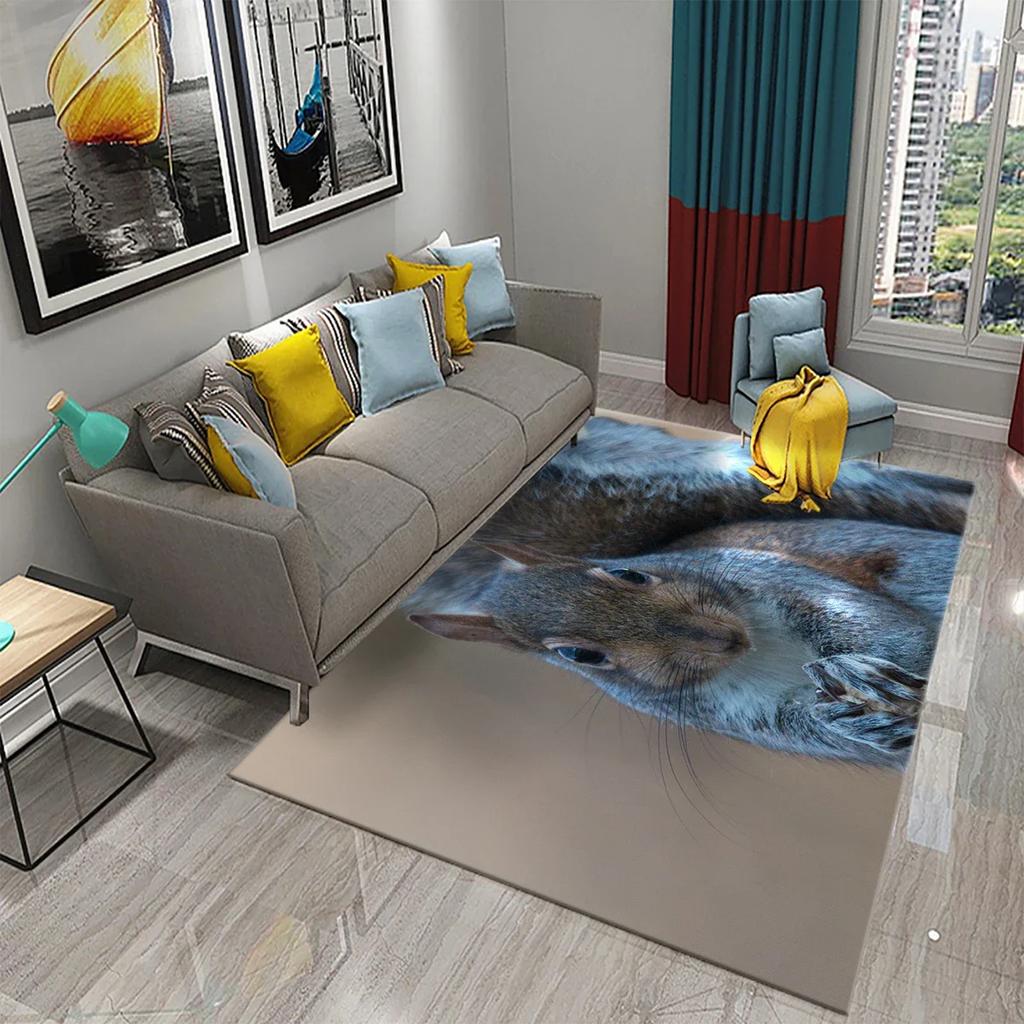 Милый ковер с белкой, забавный коврик для пола с диким животным для декора ванной комнаты, ковер противоскользящий для гостиной, кухни, коврики для ванной комнаты