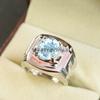 Aquamarine Oval Cut Gemstone With 925 Sterling Silver Ring For Men's #A738 JL375659044904