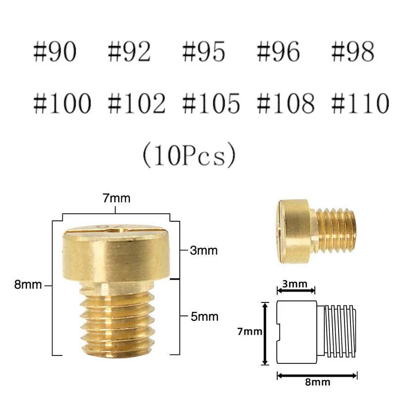 Pack of 10pcs Carburetor Main Jet M6 M5 6mm 5mm Thread for DellOrto BGM Motoforce Carburetor Injector Nozzle Size 50-200