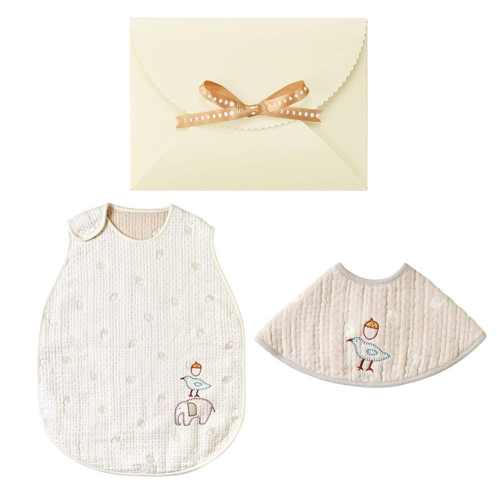 10mois Hoppetta Baby Gift Fluffy Gauze Kids Ages 64cm Length Bib Product 20271112 - Set (6-Layer Gauze) Sleeper, 100% Cotton, 2-7, Guri, + Baton,