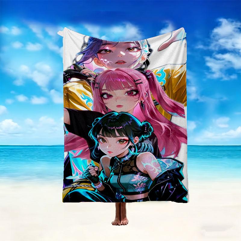Kpop Demon Hunters Blanket Lightweight Print Throw Blanket For Couch, Bed, Car, A Heartfelt Gift for Your Family and Friends