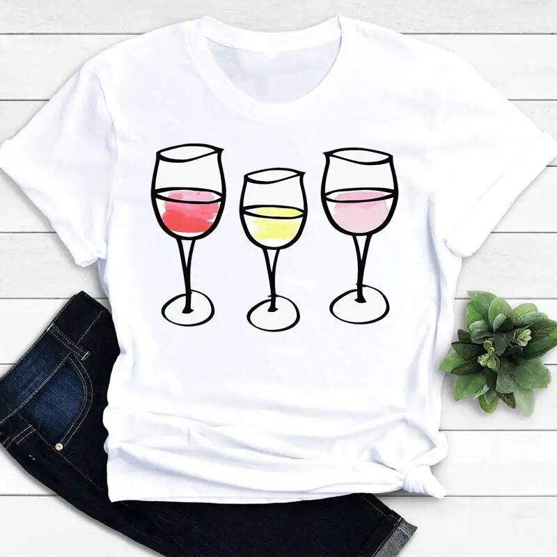 Wine Love, модная одежда, женская забавная милая повседневная футболка, летний топ, женская футболка с короткими рукавами, женские футболки с рисунком