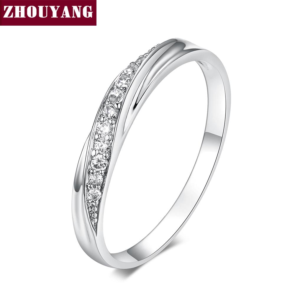 ZHOUYANG Wedding Ring for Women Lovers Simple Cubic Zirconia Rose Gold Color Fashion Jewelry ZYR314 ZYR317
