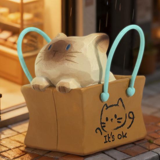 Миниатюрная фигурка сиамского кота, милая мультяшная статуэтка кота из смолы для декора дома, офиса, стола, коллекционные подарки для любителей кошек