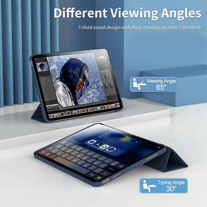 Coque de Protection - E.F.Connection - pour iPad Pro 12,9" - Bleu Marine - Verre Trempé - Rabat Pliable