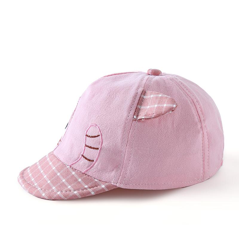 Милая детская кепка в клетку с котом и ушками, бейсбольная кепка с мультяшным рисунком для маленьких девочек и мальчиков, летняя мягкая хлопковая детская шляпа с козырьком от солнца