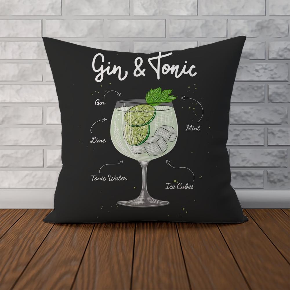 Gin Tonic Cocktail Painting Pillow Case For Car Sofa Decorative Home Doublesided Print Plush Square Throw Pillow Cushion Cove