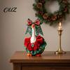 Decorative Goose Bow Necklace Christmas Cute Desk Outfits, 7 Inch Mini Wreath Clothes with Decorations for Home Tie Headwear And Faux Pearl Necklace,