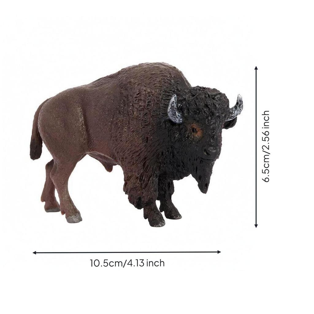 American Bison Figurine Textured Realistic Model Painted