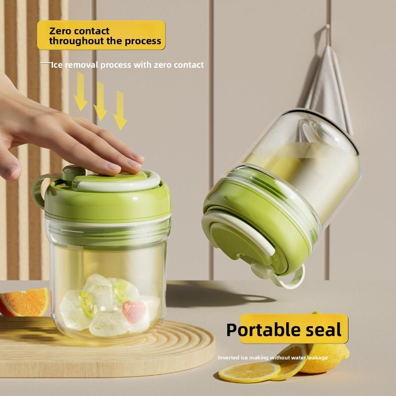 Three-in-One Ice Box Water Bottle, Ice Cube Mold Companion Cup, Water Bottle with Ice Box, Pressed Food Grade Ice Cup