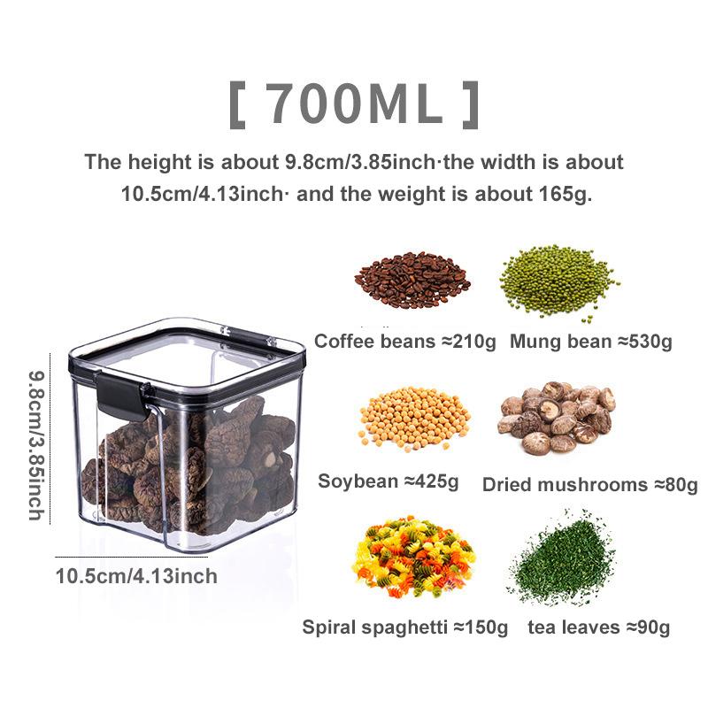 1/4PC Sealed Plastic Food Storage Box , Cereal Candy Dried Jars With Lid , Fridge Storage Containers Tank for Cereal Pasta Flour