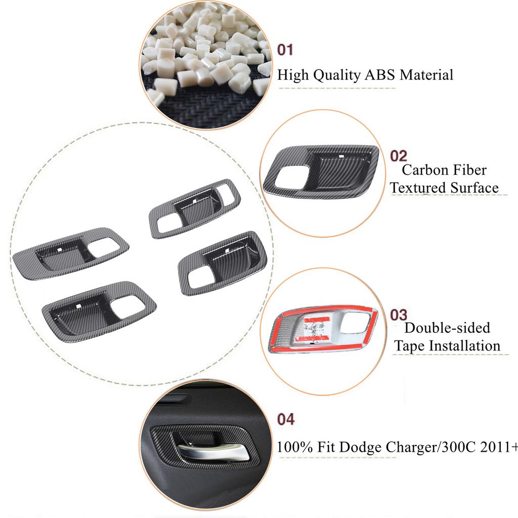 Внутренняя ручка двери автомобиля, декоративная крышка, наклейки для Dodge Charger Chrysler 300C 2011-2023, внутренние молдинги