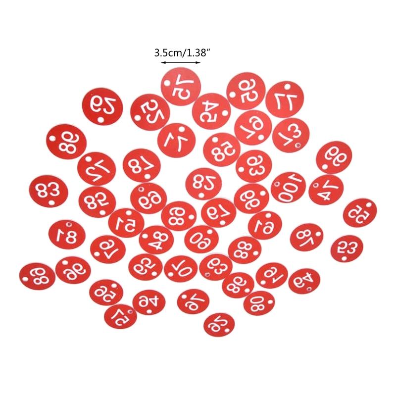 100 штук номерных бирок для идентификации, круглые, из АБС-пластика, компактного размера, многоразовые, для шкафчиков, для брелоков, для спортзалов, магазинов одежды, Live